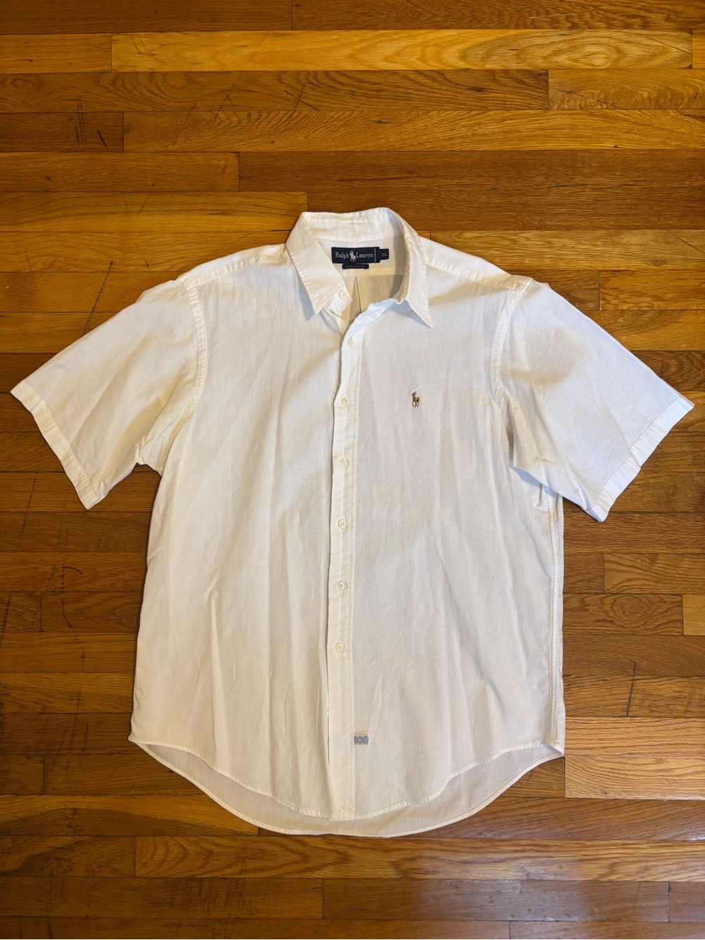 Ralph Lauren White Short-Sleeve Linen Button-Down Shirt